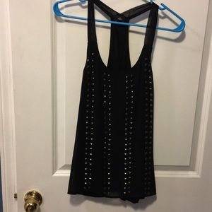 Black no sleeve Razorback tank top